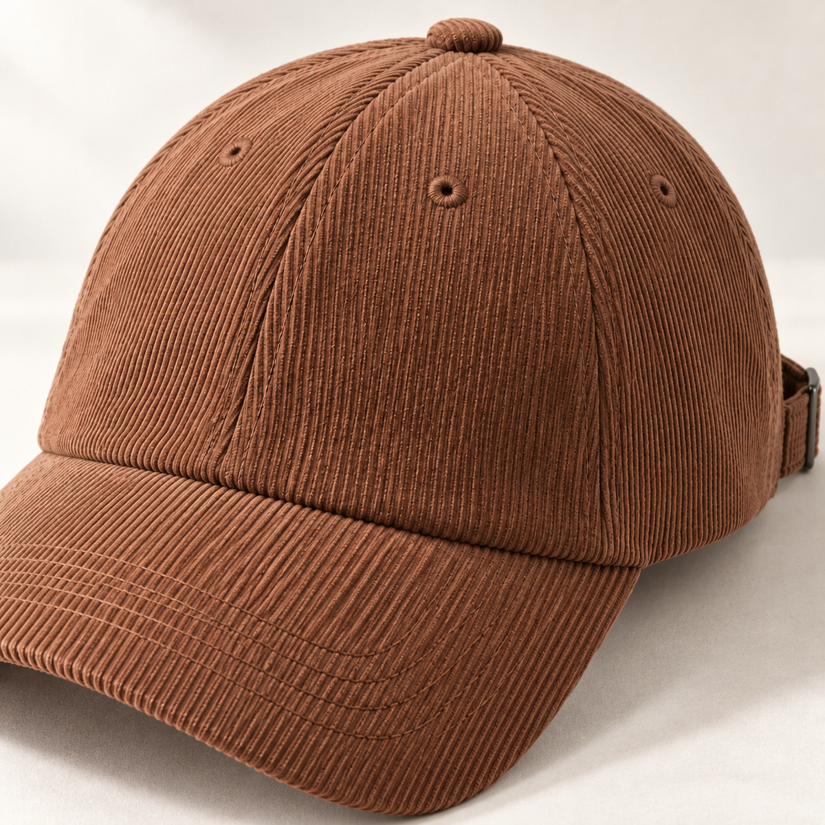 Clay Cord Cap in clay: surface and stitching detail