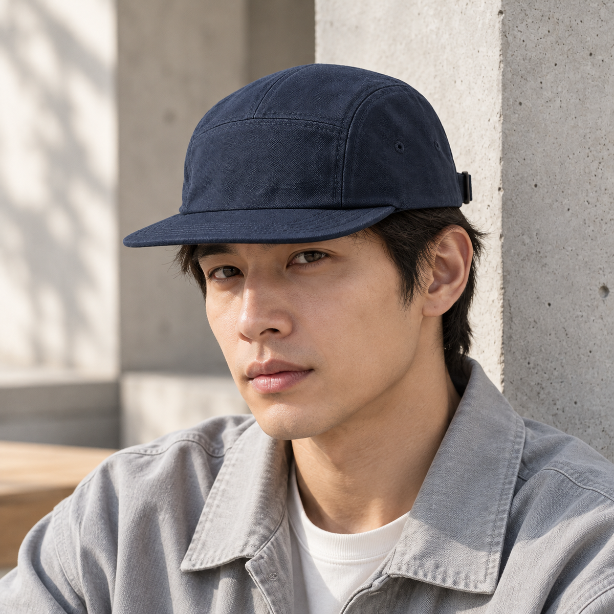 Ink Canvas Cap in navy: adult styling view; clothing not included
