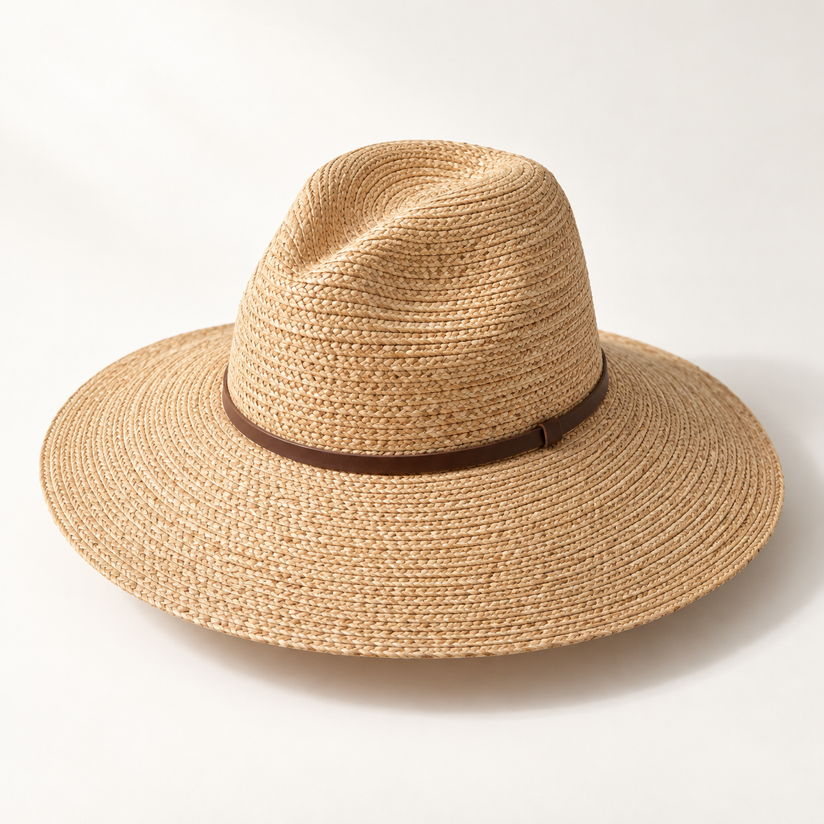 Marin Woven Sun Hat in natural wheat: complete front view