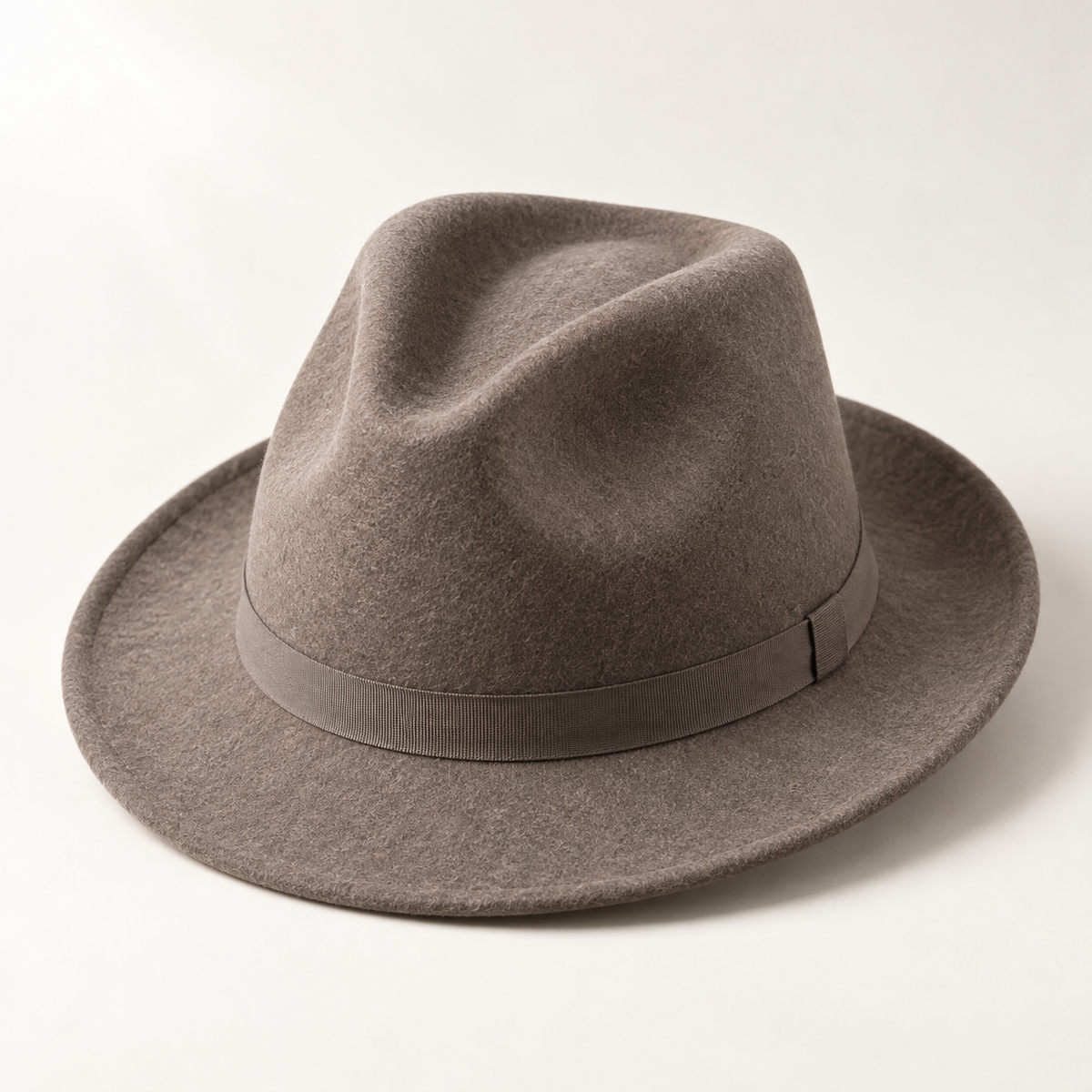 Sierra Felt Fedora in taupe: complete front view