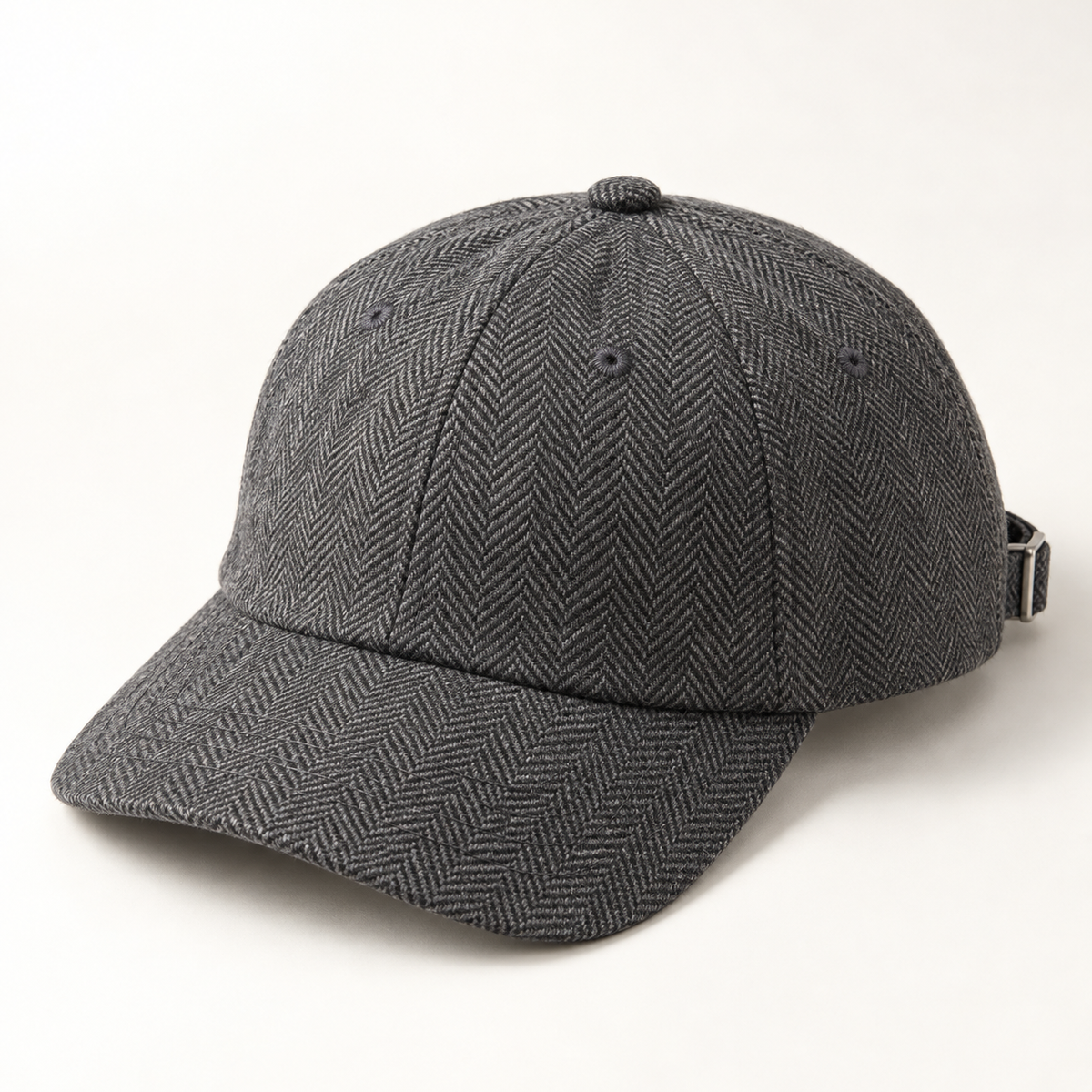 Slate Herringbone Cap in graphite: complete front view