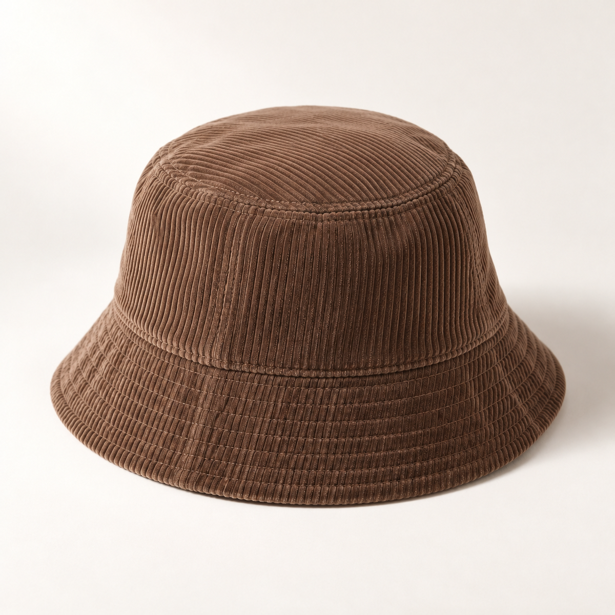 Terrace Cord Bucket in cocoa: crown and rear construction