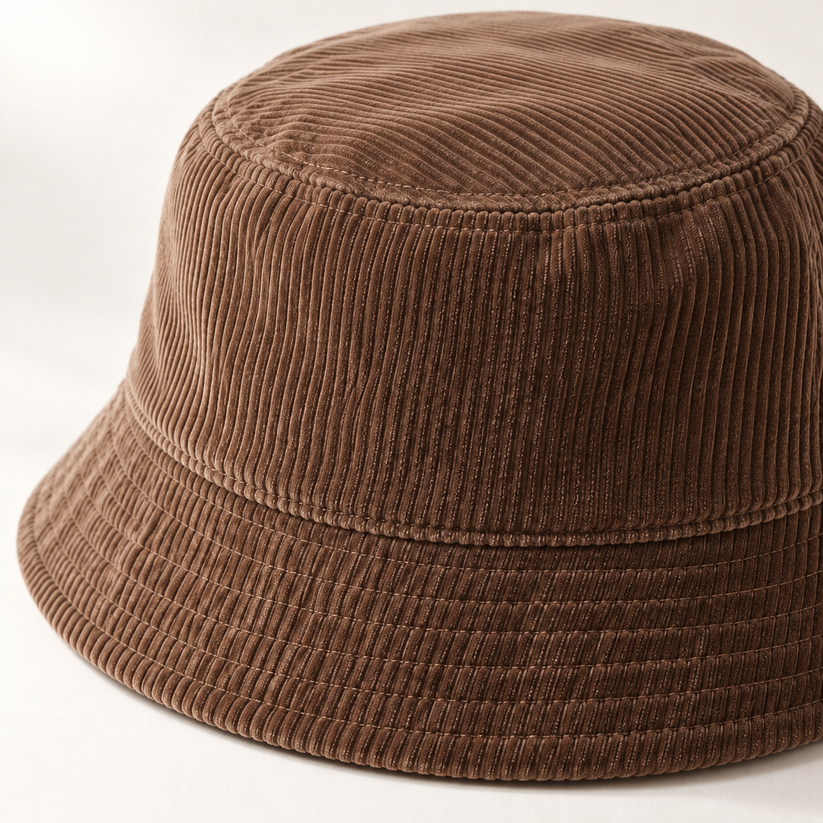 Terrace Cord Bucket in cocoa: surface and stitching detail